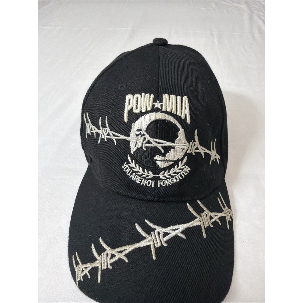POW MIA Strapback‎ Hat Adult Embroidered Logo Barbed Wire You Are Not Forgotten